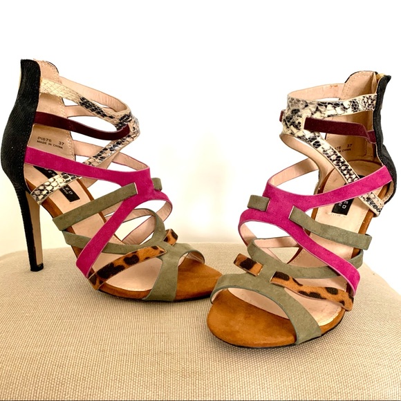 Strappy Stiletto 4 inch heel sandals size 7 - Picture 1 of 14